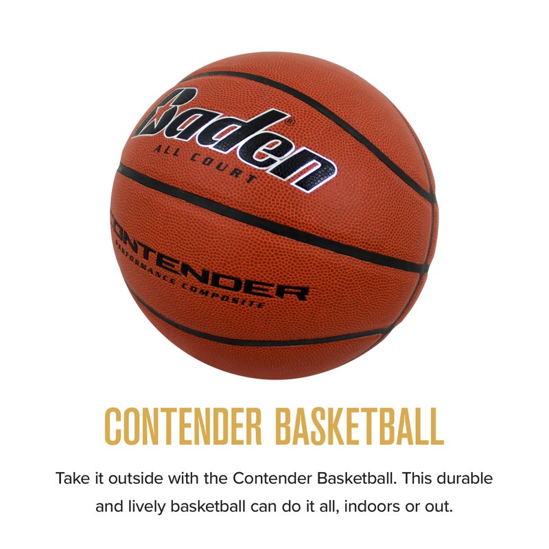 Baden Contender Official Basketball | Durable Indoor-Outdoor Basketball for Youth & Adults, Wide Channel, Natural Orange, 28.5-Inch - Image 2